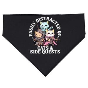 Rpg Gamer Cats Side Quest Distracted Nerdy Tabletop Fun USA-Made Doggie Bandana