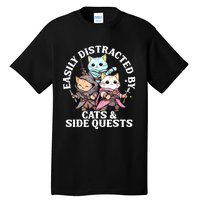 Rpg Gamer Cats Side Quest Distracted Nerdy Tabletop Fun Tall T-Shirt