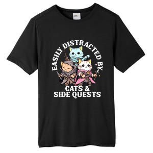 Rpg Gamer Cats Side Quest Distracted Nerdy Tabletop Fun Tall Fusion ChromaSoft Performance T-Shirt