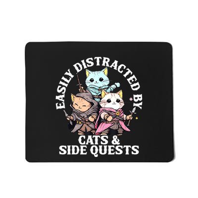 Rpg Gamer Cats Side Quest Distracted Nerdy Tabletop Fun Mousepad