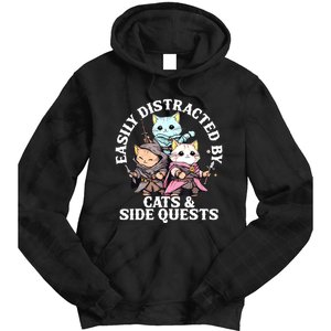 Rpg Gamer Cats Side Quest Distracted Nerdy Tabletop Fun Tie Dye Hoodie