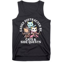 Rpg Gamer Cats Side Quest Distracted Nerdy Tabletop Fun Tank Top