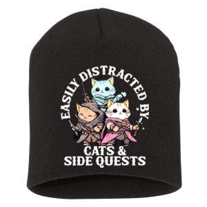 Rpg Gamer Cats Side Quest Distracted Nerdy Tabletop Fun Short Acrylic Beanie