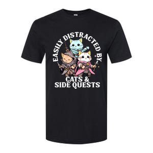 Rpg Gamer Cats Side Quest Distracted Nerdy Tabletop Fun Softstyle CVC T-Shirt