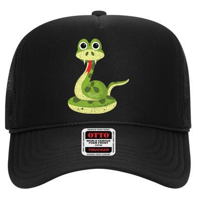 Reptile Gift Cute Snake High Crown Mesh Back Trucker Hat