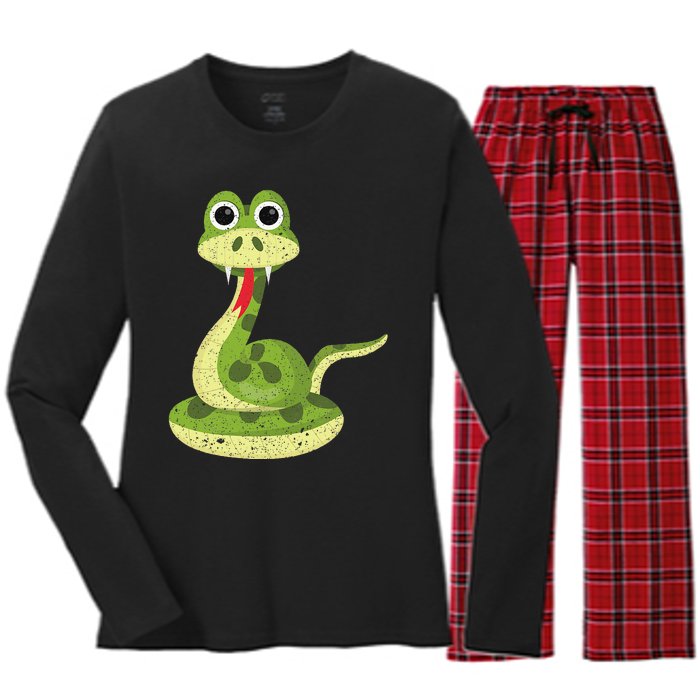 Reptile Gift Cute Snake Women's Long Sleeve Flannel Pajama Set 