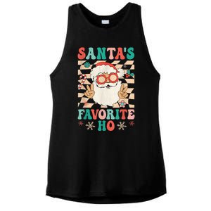 Retro Groovy Christmas Santas Favorite Ho Hippie Santa Peace Ladies PosiCharge Tri-Blend Wicking Tank