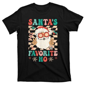 Retro Groovy Christmas Santas Favorite Ho Hippie Santa Peace T-Shirt