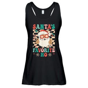 Retro Groovy Christmas Santas Favorite Ho Hippie Santa Peace Ladies Essential Flowy Tank