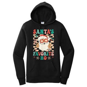 Retro Groovy Christmas Santas Favorite Ho Hippie Santa Peace Women's Pullover Hoodie