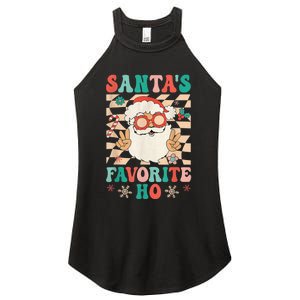 Retro Groovy Christmas Santas Favorite Ho Hippie Santa Peace Women's Perfect Tri Rocker Tank