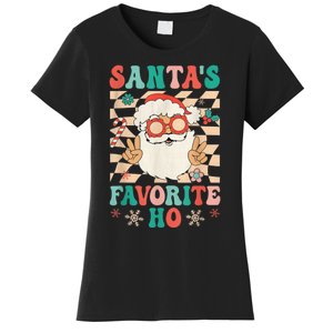 Retro Groovy Christmas Santas Favorite Ho Hippie Santa Peace Women's T-Shirt