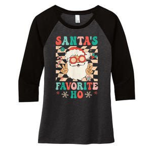 Retro Groovy Christmas Santas Favorite Ho Hippie Santa Peace Women's Tri-Blend 3/4-Sleeve Raglan Shirt