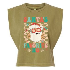 Retro Groovy Christmas Santas Favorite Ho Hippie Santa Peace Garment-Dyed Women's Muscle Tee