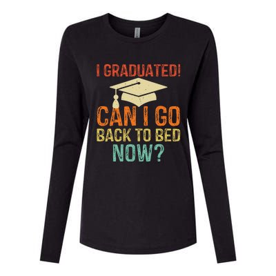 Retro Graduation Can I Go Back To Bed Now college Gift Womens Cotton Relaxed Long Sleeve T-Shirt