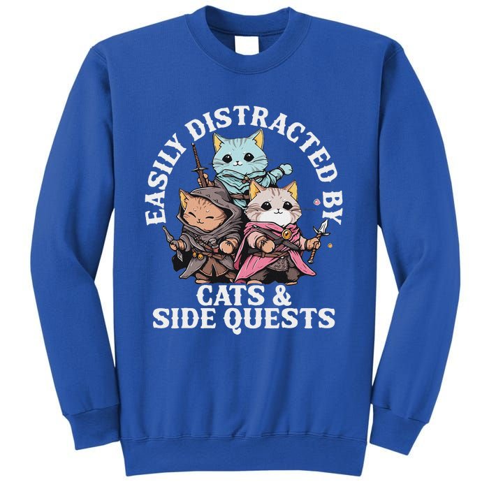 Rpg Gamer Cats Side Quest Distracted Nerdy Tabletop Sweatshirt