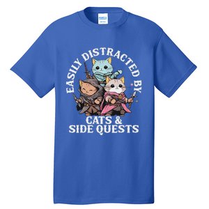 Rpg Gamer Cats Side Quest Distracted Nerdy Tabletop Tall T-Shirt