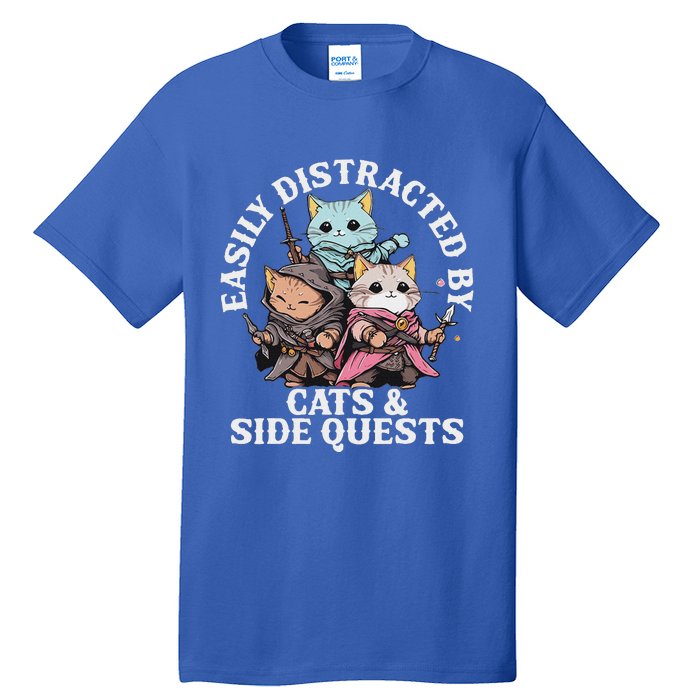 Rpg Gamer Cats Side Quest Distracted Nerdy Tabletop Tall T-Shirt