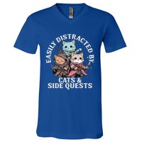 Rpg Gamer Cats Side Quest Distracted Nerdy Tabletop V-Neck T-Shirt