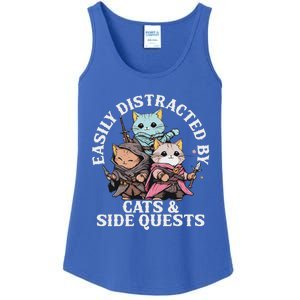 Rpg Gamer Cats Side Quest Distracted Nerdy Tabletop Ladies Essential Tank