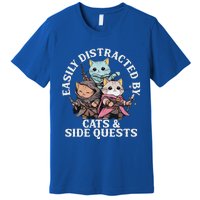 Rpg Gamer Cats Side Quest Distracted Nerdy Tabletop Premium T-Shirt