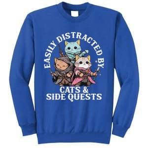 Rpg Gamer Cats Side Quest Distracted Nerdy Tabletop Tall Sweatshirt