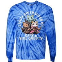 Rpg Gamer Cats Side Quest Distracted Nerdy Tabletop Tie-Dye Long Sleeve Shirt