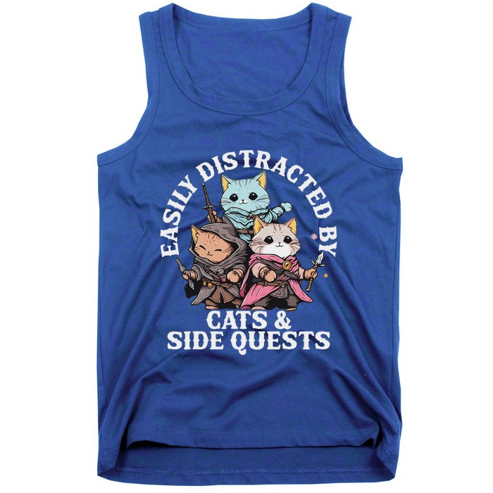 Rpg Gamer Cats Side Quest Distracted Nerdy Tabletop Tank Top