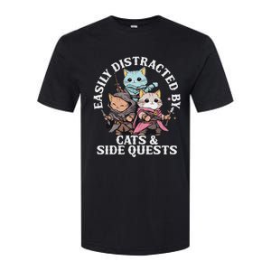 Rpg Gamer Cats Side Quest Distracted Nerdy Tabletop Softstyle CVC T-Shirt