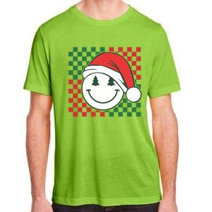 Retro Groovy Christmas Smile Face Santa Checkered N Gift Adult ChromaSoft Performance T-Shirt