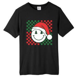 Retro Groovy Christmas Smile Face Santa Checkered N Gift Tall Fusion ChromaSoft Performance T-Shirt