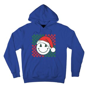 Retro Groovy Christmas Smile Face Santa Checkered N Gift Hoodie