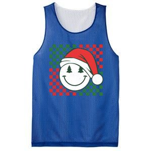 Retro Groovy Christmas Smile Face Santa Checkered N Gift Mesh Reversible Basketball Jersey Tank