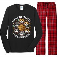 Rpg Gamer Cats Easily Distracted Side Quests Gaming Dice Long Sleeve Pajama Set