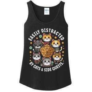 Rpg Gamer Cats Easily Distracted Side Quests Gaming Dice Ladies Essential Tank