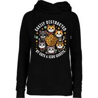 Rpg Gamer Cats Easily Distracted Side Quests Gaming Dice Womens Funnel Neck Pullover Hood