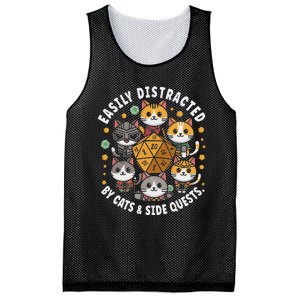 Rpg Gamer Cats Easily Distracted Side Quests Gaming Dice Mesh Reversible Basketball Jersey Tank