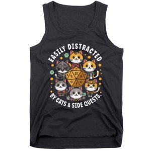 Rpg Gamer Cats Easily Distracted Side Quests Gaming Dice Tank Top