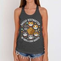 Rpg Gamer Cats Easily Distracted Side Quests Gaming Dice Women's Knotted Racerback Tank