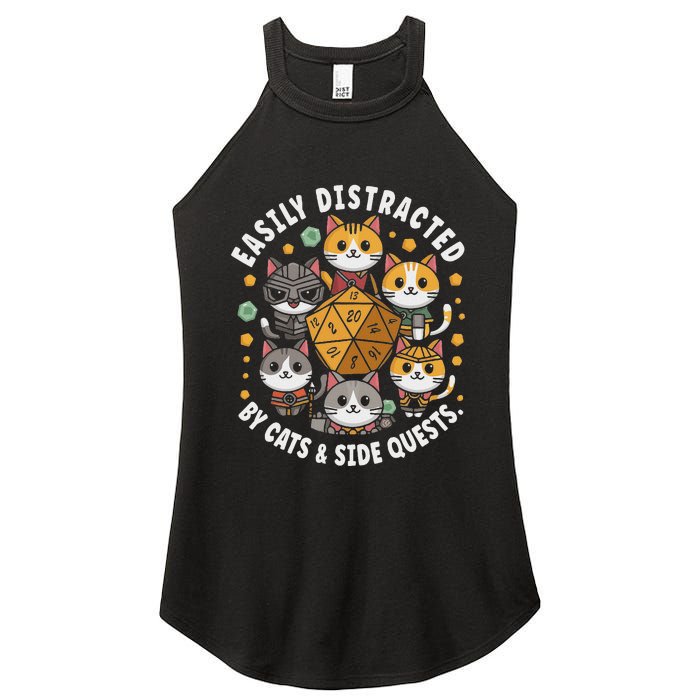 Rpg Gamer Cats Easily Distracted Side Quests Gaming Dice Women's Perfect Tri Rocker Tank