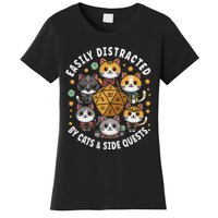 Rpg Gamer Cats Easily Distracted Side Quests Gaming Dice Women's T-Shirt