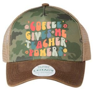 Retro Groovy Coffee Gives Me Teacher Powers Teacher Life Gift Legacy Tie Dye Trucker Hat