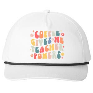 Retro Groovy Coffee Gives Me Teacher Powers Teacher Life Gift Snapback Five-Panel Rope Hat