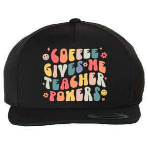 Retro Groovy Coffee Gives Me Teacher Powers Teacher Life Gift Wool Snapback Cap