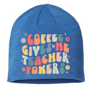 Retro Groovy Coffee Gives Me Teacher Powers Teacher Life Gift Sustainable Beanie