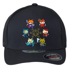 Rpg Gamer Cats D20 Dice Nerdy Geek Cat Flexfit Unipanel Trucker Cap