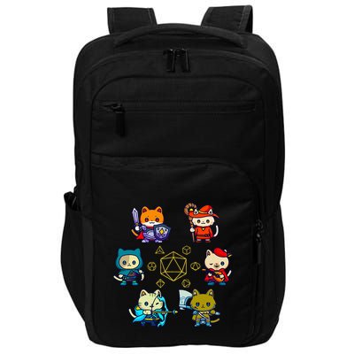 Rpg Gamer Cats D20 Dice Nerdy Geek Cat Impact Tech Backpack