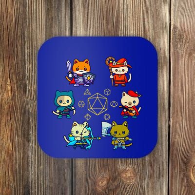 Rpg Gamer Cats D20 Dice Nerdy Geek Cat Coaster