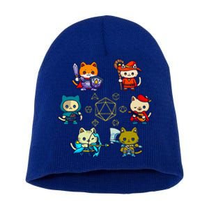 Rpg Gamer Cats D20 Dice Nerdy Geek Cat Short Acrylic Beanie