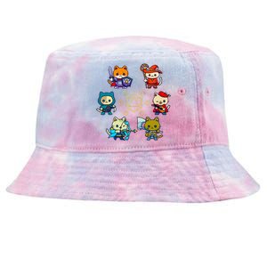 Rpg Gamer Cats D20 Dice Nerdy Geek Cat Tie-Dyed Bucket Hat